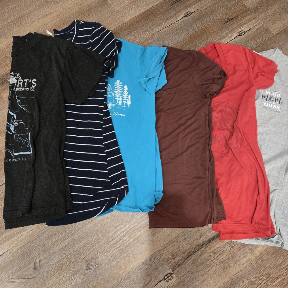 Women's Short Sleeve Tees - Black, Blue, Brown, Red, Gray